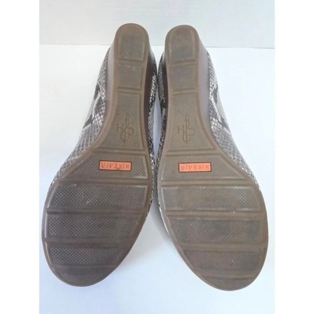 Cole Haan Air Tali Lace Snake Print Wedge Shoe W/Tan Patent Cap‎ Toe SZ 10M